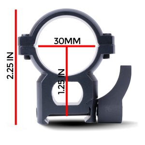 Dimensions of Quick Detach Scope Rings for 30 mm Tube Rifle Scopes.