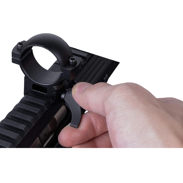 Load image into Gallery viewer, Quick Detach Scope Rings for 30 mm Tube Rifle Scopes. No tools required. Thumb twist-handle to tighten and to detach. The lever can be re-positioned after tightening by pulling, adjusting the position, and releasing the handle. These rings are compatible with both Picatinny and Weaver rails. Lightweight and solid build with hardened steel hardware and a 6061 aircraft-grade aluminum body.