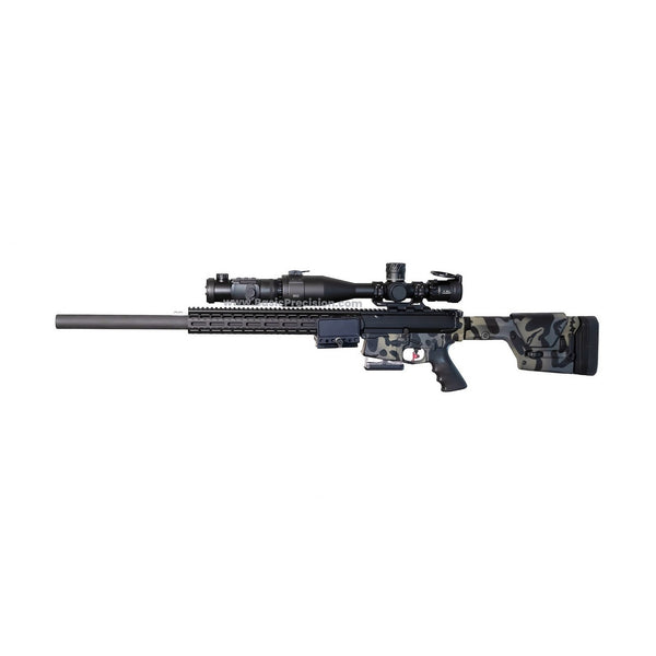 Load image into Gallery viewer, Bering Optics SUPER YOTER-C Thermal Clip-On Attachment with 50mm lens and 640x480 pxl. resolution and VOx core installed on AR-10 Integrally-Suppressed Rifle Using Through-Lever Adaptor - Side Vew