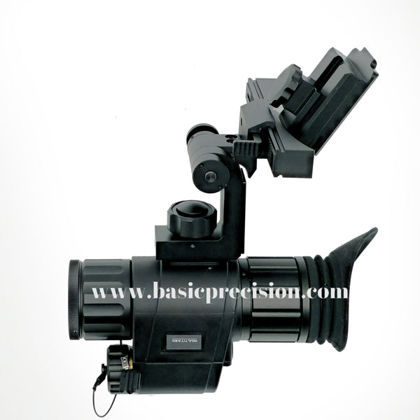 Load image into Gallery viewer, The Bering Optics Multipurpose MULTITASK 1.0x25 handheld and head/helmet mountable Thermal Monocular Shown With The Helmet Mounting Gear Attached.