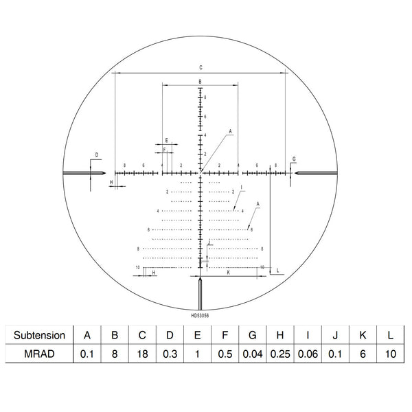 Load image into Gallery viewer, Subtension Values For Christmas Tree Type Reticle Of Discovery Optics HD GEN-II 5-30X56mm Riflescope