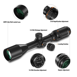 DiscoveryOpt MS (Magnum Shock-Resistant) 3-9X40mm Second Focal Plane Hunting Riflescope With Fully Multicoated Glass, Aircraft-Grade Aluminum One-Piece 1-inch Tube, Covered Turrets And Picatinny Mounting Rings