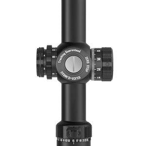 Discovery Optics ED GEN-II 5-25X56mm PRS Riflescope With Extra Low Dispercion Premium Glass - Top View On The Elevation Turret With Guaranteed Tracking And Zero Stop