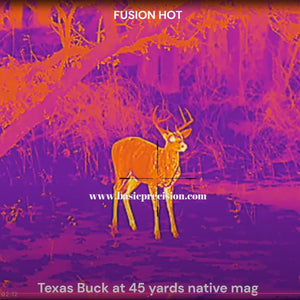 Bering Optics Hogster BOAR Thermal Sight Image Of A Deer In The Fusion Hot Imaging Mode