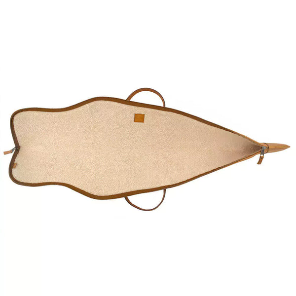 Load image into Gallery viewer, Premium Leather Scoped Hunting Rifle Case - Tan Color Outside, White Interior Inside