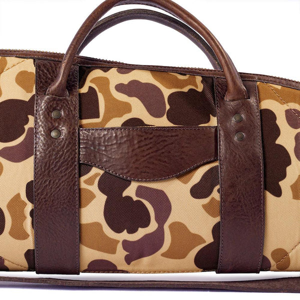 Load image into Gallery viewer, Camouflage-patterned Premium Waxed Canvas And Leather Scoped Hunting Rifle Case With Leather Straps