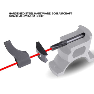 Quick Release Scope Rings for 30 mm Tube Rifle Scopes. No tools required. Thumb twist-handle to tighten and to detach. The lever can be re-positioned after tightening by pulling, adjusting the position, and releasing the handle. These rings are compatible with both Picatinny and Weaver rails. Lightweight and solid build with hardened steel hardware and a 6061 aircraft-grade aluminum body.
