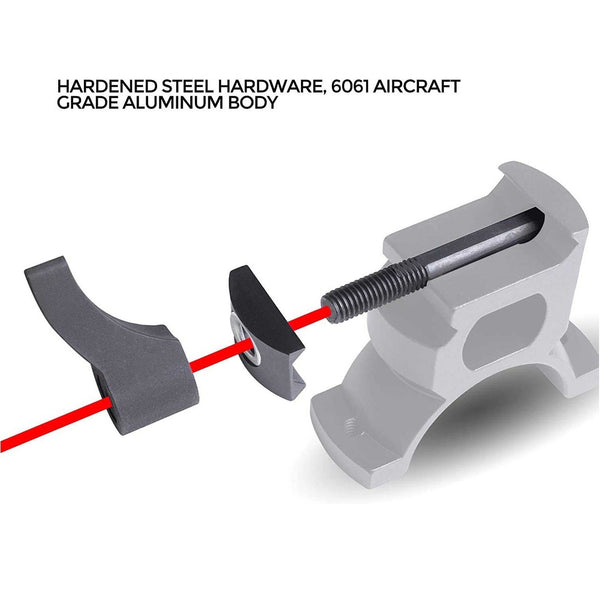 Load image into Gallery viewer, Quick Release Scope Rings for 30 mm Tube Rifle Scopes. No tools required. Thumb twist-handle to tighten and to detach. The lever can be re-positioned after tightening by pulling, adjusting the position, and releasing the handle. These rings are compatible with both Picatinny and Weaver rails. Lightweight and solid build with hardened steel hardware and a 6061 aircraft-grade aluminum body.
