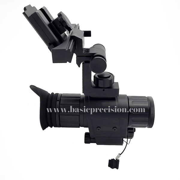 Load image into Gallery viewer, The Bering Optics Multipurpose MULTITASK 1.0x25 handheld and head/helmet mountable Thermal Monocular Shown With The Helmet Mounting Gear Attached - Side View.