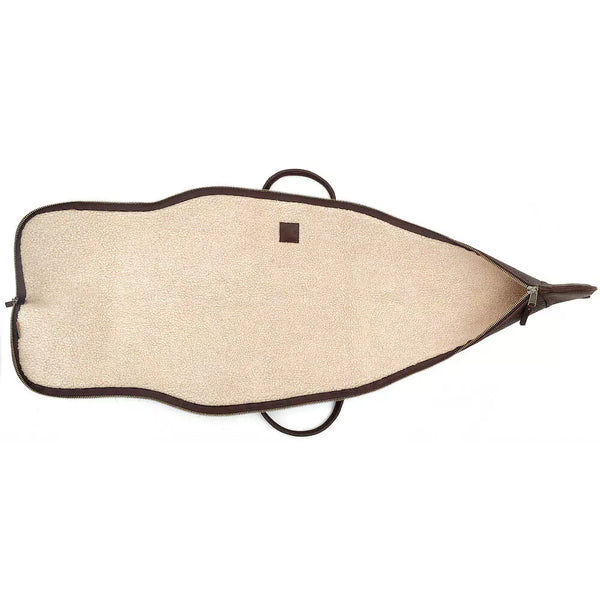 Load image into Gallery viewer, Premium Leather Scoped Hunting Rifle Case - Smoke Color Outside, White Interior Inside