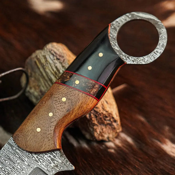 Load image into Gallery viewer, 9.6" Handmade Damascus Tanto Hunting Knife – Full Tang Resin Handle