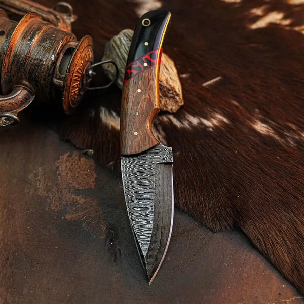 Load image into Gallery viewer, 8.3" Handmade Damascus Hunting Knife – Full Tang Wood Handle