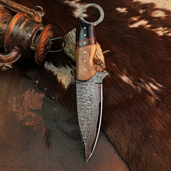 Load image into Gallery viewer, 9.6" Handmade Damascus Tanto Hunting Knife – Full Tang Resin Handle