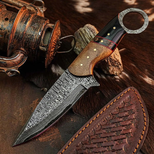 Load image into Gallery viewer, 9.6" Handmade Damascus Tanto Hunting Knife – Full Tang Resin Handle
