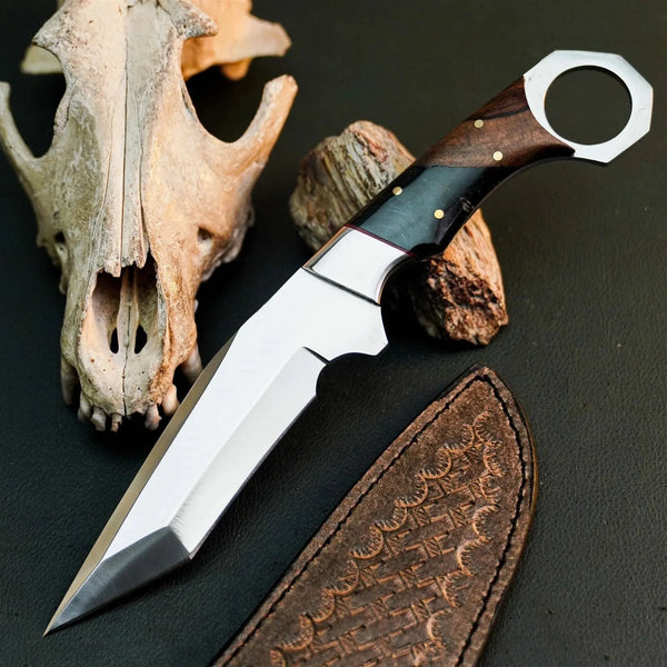 Load image into Gallery viewer, 9.7" Handmade Stainless Steel Hunting Knife – Full Tang Wood Handle