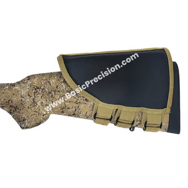 Load image into Gallery viewer, Basic Cheek Riser installed on rifle, showing full Velcro side and strap system, compatible with Bering Optics Hogster, Super Hogster, and Super Yoter  thermal scopes