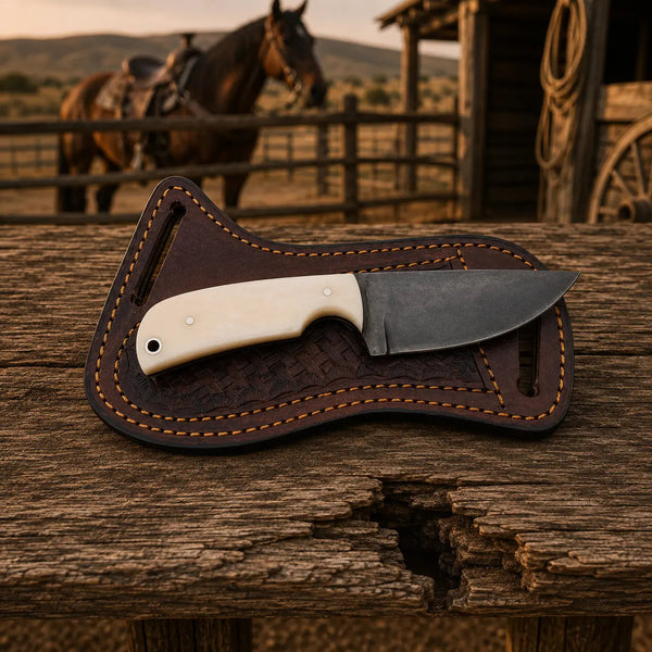Load image into Gallery viewer, Bonewarden D2 Steel Bone Handle Cowboy Skinner Knife