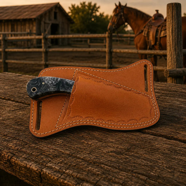 Load image into Gallery viewer, Flintmark Rasp Steel Skinner Knife – Resin Handle & Leather Sheath