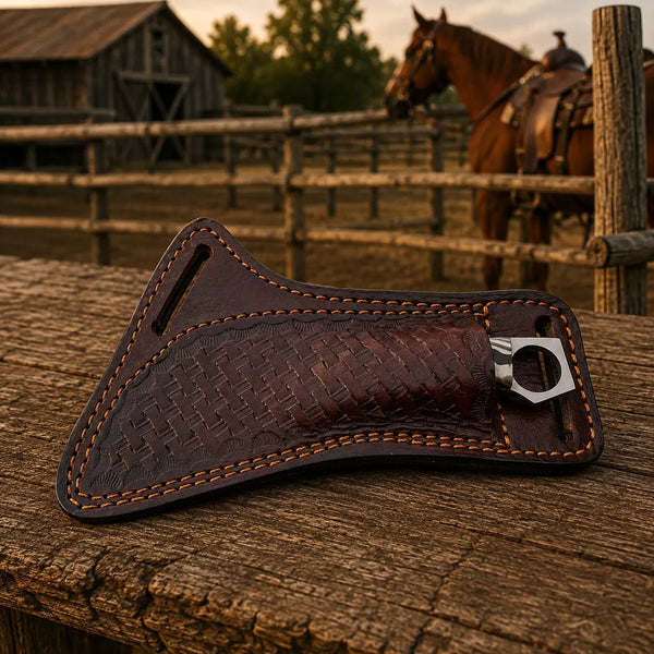 Load image into Gallery viewer, Ironhook Rasp Steel Hawkbill Knife – Resin Handle & Leather Sheath