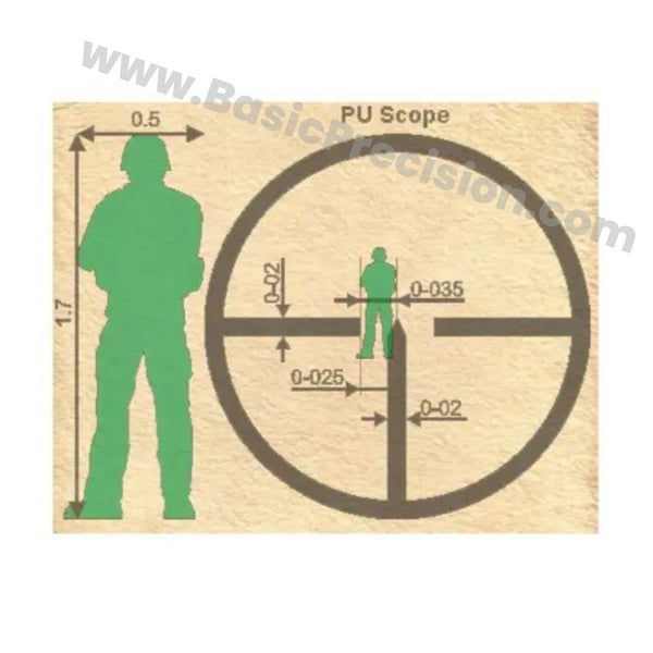 Load image into Gallery viewer, Reticle Size of WWII sniper scope PU 3.5x20 for Mosin-Nagant Rifle