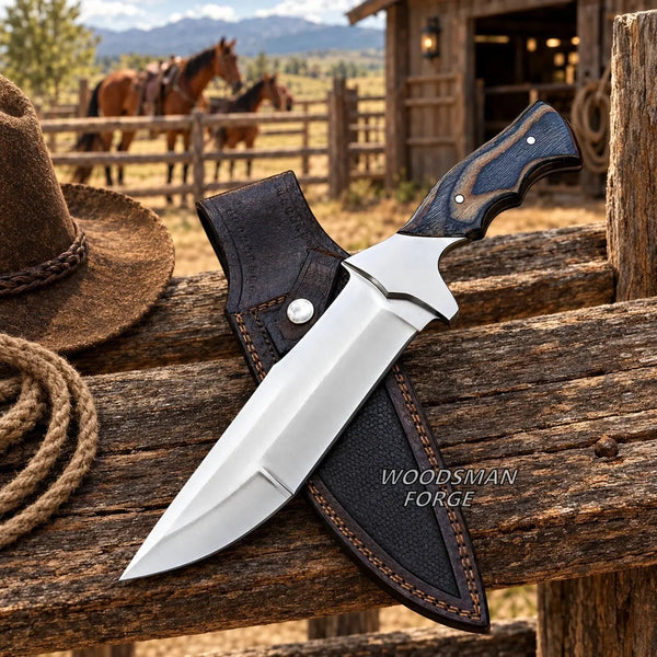 Load image into Gallery viewer, Oakspire D2 Steel Bowie Knife – 13" Hardwood Handle & Leather Sheath