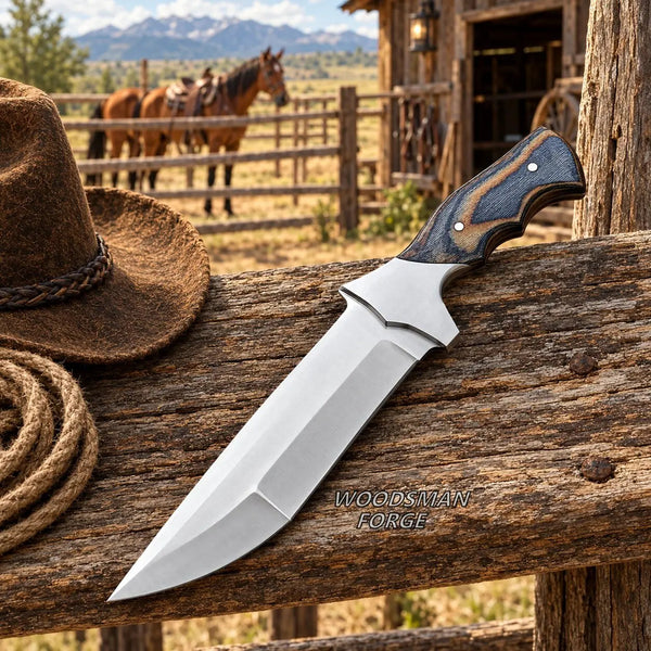 Load image into Gallery viewer, Oakspire D2 Steel Bowie Knife – 13" Hardwood Handle & Leather Sheath