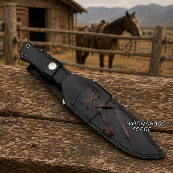 Load image into Gallery viewer, Ravenmark D2 Drop Point Bowie Knife – 13" D2 Steel, G10 Handle & Leather Sheath