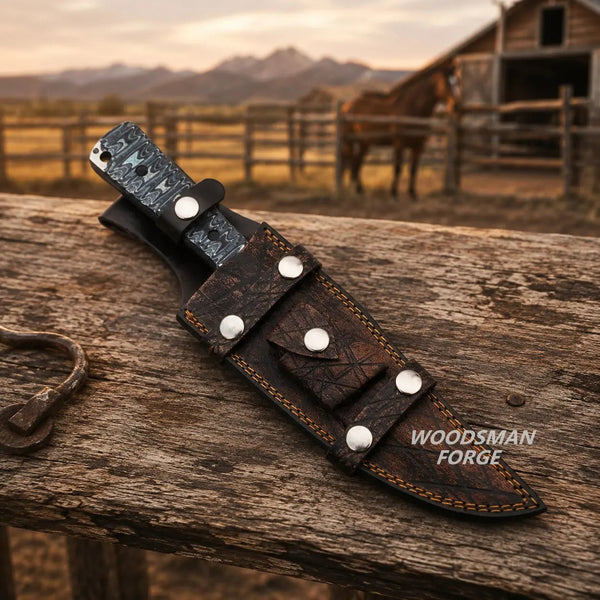 Load image into Gallery viewer, Ridgefang Bowie Knife with Sheath – D2 Steel & G10 Micarta Handle
