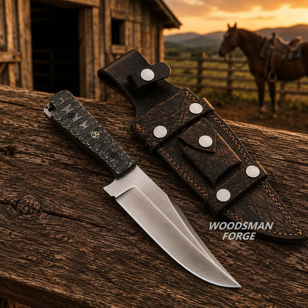 Load image into Gallery viewer, Ridgefang Bowie Knife with Sheath – D2 Steel & G10 Micarta Handle
