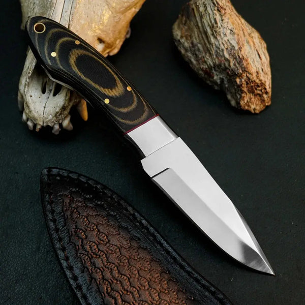 Load image into Gallery viewer, 8.1" D2 Steel Skinner Hunting Knife – Full Tang Micarta Handle & Sheath