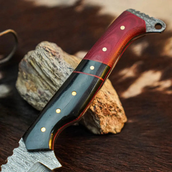 Load image into Gallery viewer, 8.7" Handmade Damascus Knife – Full Tang Hybrid Handle & Sheath