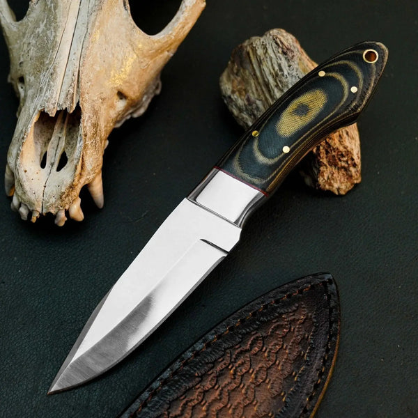 Load image into Gallery viewer, 8.1" D2 Steel Skinner Hunting Knife – Full Tang Micarta Handle & Sheath