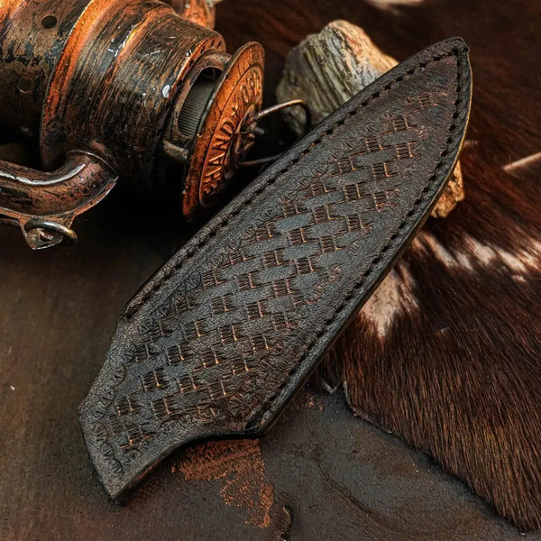 Load image into Gallery viewer, 8.8" Handmade Damascus Bushcraft Knife – Full Tang Resin Handle & Sheath