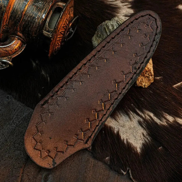 Load image into Gallery viewer, 8.6" Handmade Damascus Skinner Knife – Full Tang Resin Handle & Sheath