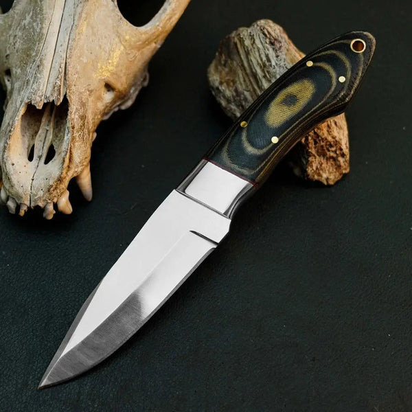 Load image into Gallery viewer, 8.1" D2 Steel Skinner Hunting Knife – Full Tang Micarta Handle & Sheath