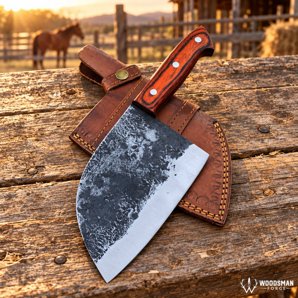 Load image into Gallery viewer, Ironwood Hearthforge 1095 Carbon Steel Chef Cleaver – Hardwood Handle