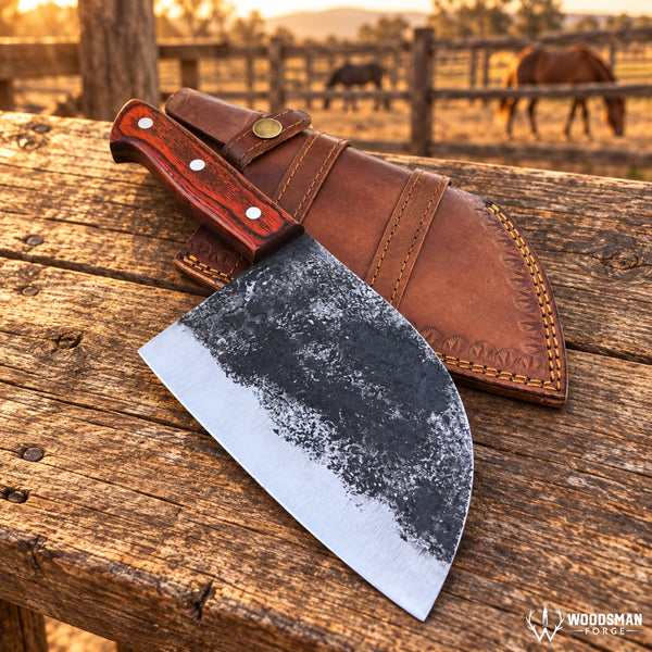 Load image into Gallery viewer, Ironwood Hearthforge 1095 Carbon Steel Chef Cleaver – Hardwood Handle