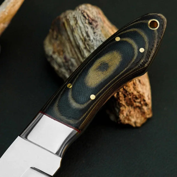 Load image into Gallery viewer, 8.1" D2 Steel Skinner Hunting Knife – Full Tang Micarta Handle & Sheath