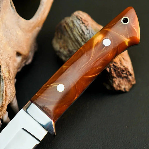 Load image into Gallery viewer, 8.6" Handmade Stainless Steel Hunting Knife – Full Tang Resin Handle & Sheath