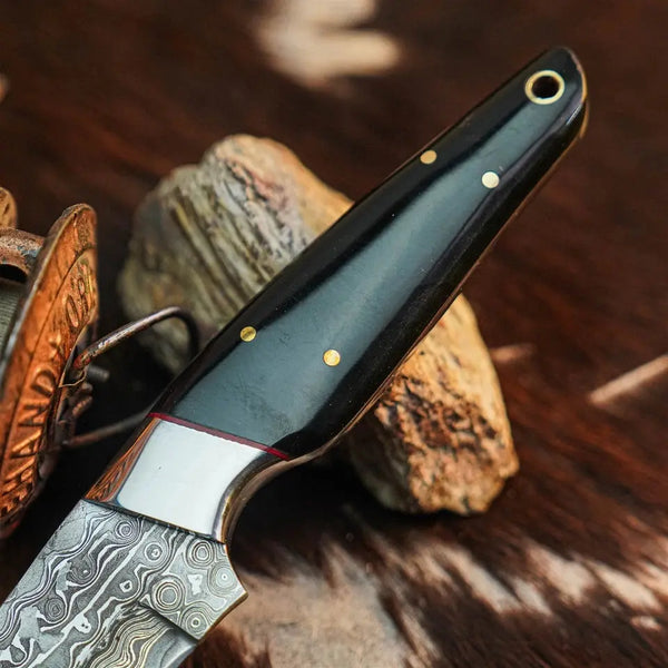 Load image into Gallery viewer, 8.8" Handmade Damascus Bushcraft Knife – Full Tang Resin Handle & Sheath