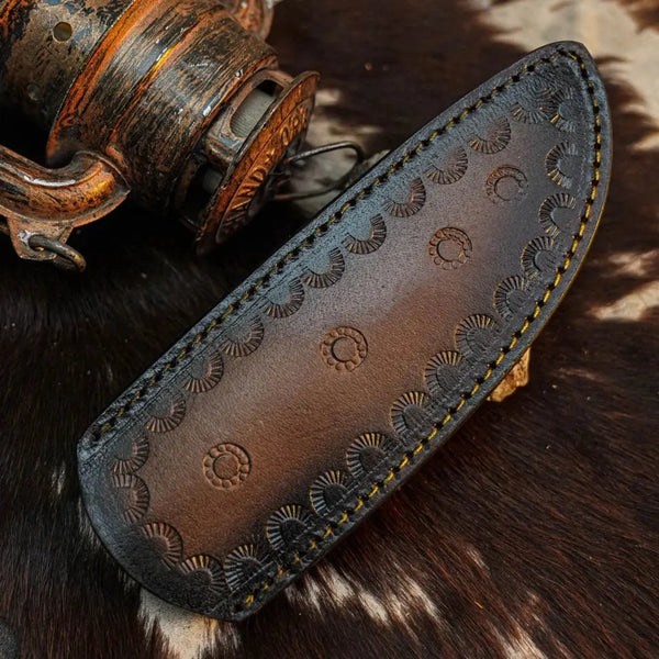 Load image into Gallery viewer, 8.8" Handmade Damascus Hunting Knife – Full Tang Resin Handle & Sheath