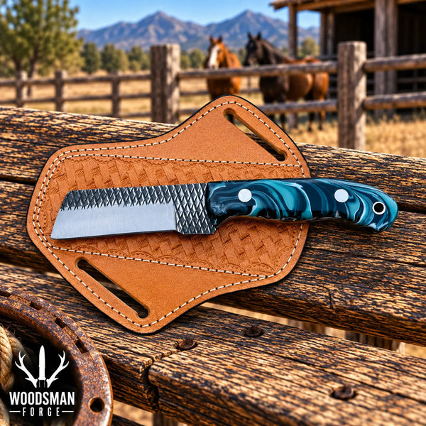 Load image into Gallery viewer, Rangestone Rasp Steel Cowboy Bull Cutter Knife – Resin Handle