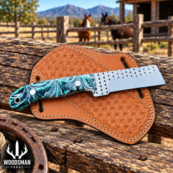 Load image into Gallery viewer, Rangestone Rasp Steel Cowboy Bull Cutter Knife – Resin Handle