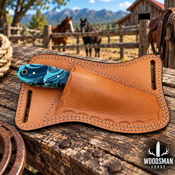 Load image into Gallery viewer, Ironbriar Rasp Steel Skinner Knife – Resin Handle & Leather Sheath