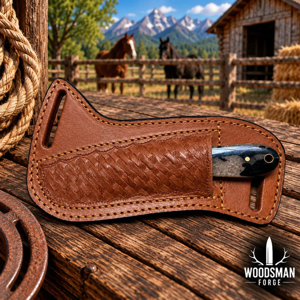 Load image into Gallery viewer, Thornvale Rasp Steel Skinner Knife – Resin Handle & Leather Sheath