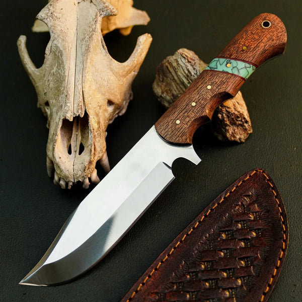 Load image into Gallery viewer, 9.8" Handmade Stainless Steel Bushcraft Knife – Full Tang Wood Handle & Sheath
