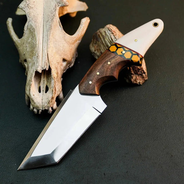 Load image into Gallery viewer, 8.9" Handmade Stainless Steel Hunting Knife – Full Tang Wood Handle & Sheath