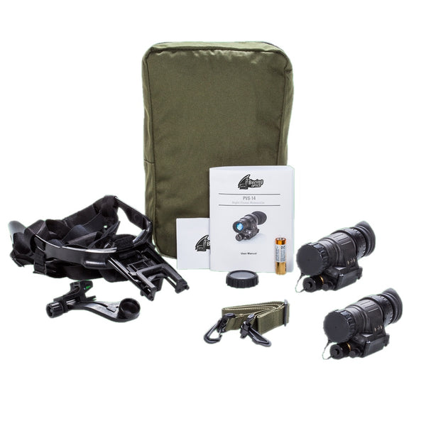 Load image into Gallery viewer, Bering Optics PVS-14 (BPVS-14) Binocular Kit With Dual Mounting Bridge (DMB), Headgear, Helmet Mount And Other Acsessories