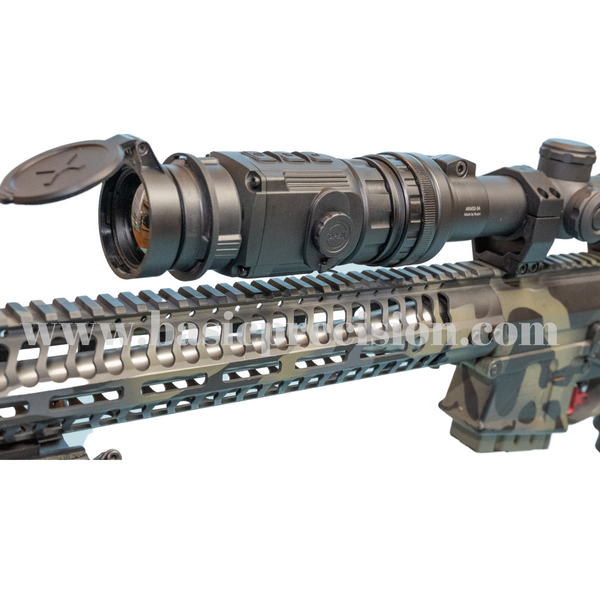 Load image into Gallery viewer, Bering Optics Hogster-C Thermal Clip On Installed on a Throw Lever Adapter