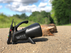 Night Stalker Programmable Game Call With Remote For Hunting Predators And Dead Coyote On Bckground